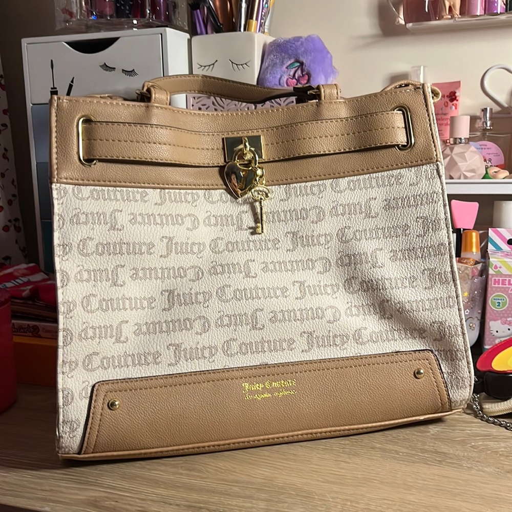 juicy couture purse - tan and white tote